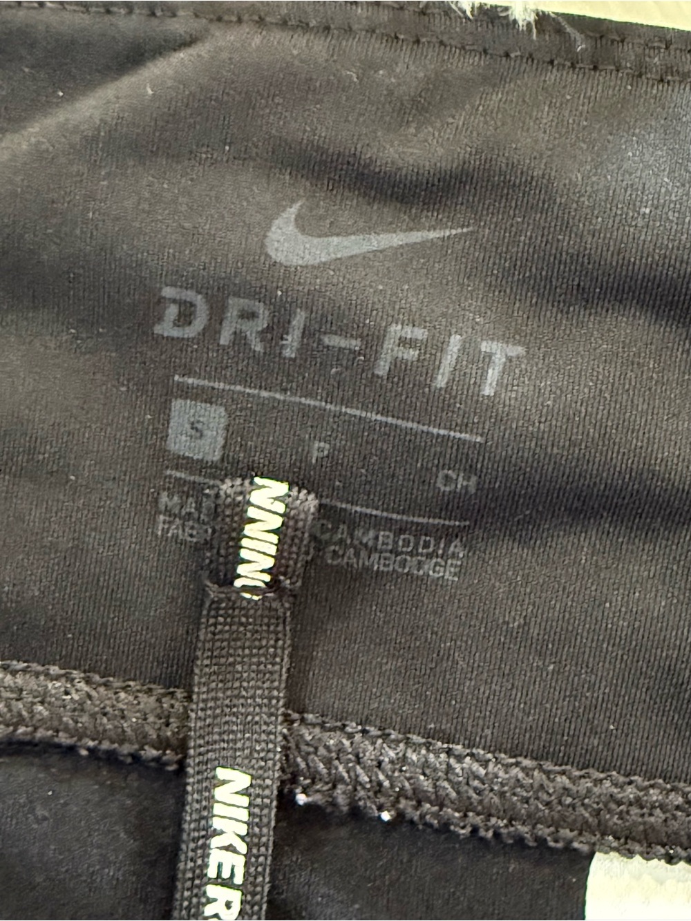 Nike Black Cropped Drawstring Leggings with White Swoosh Size S - Picture 6 of 8